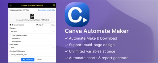 Canva Automation Tool - Canva Bulk Maker marquee promo image