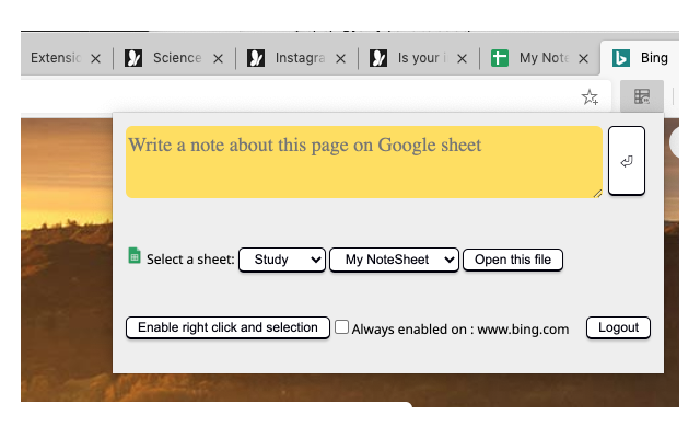 Notesheet for Browsers