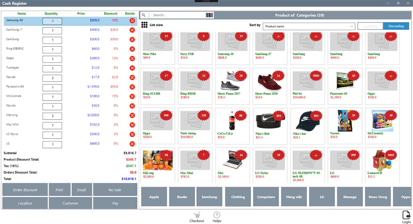 Cash Register UWP software