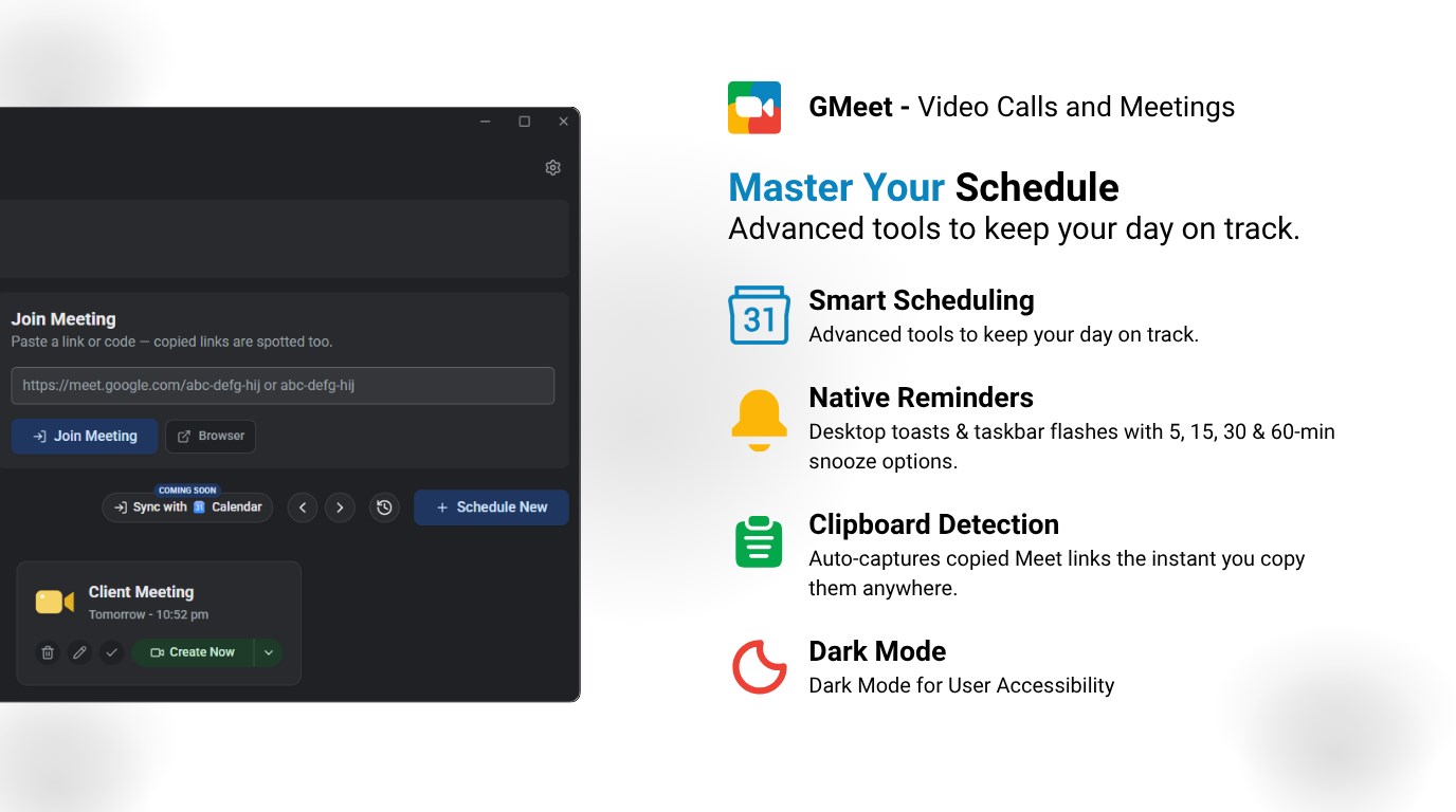 GMeet - Meeting Scheduler and Backgrounds screenshot