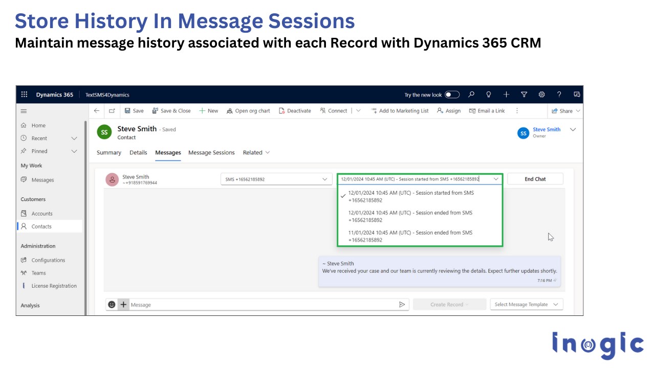 Snapshot 7 of Text, SMS, Instant Message, Chat + Dynamics 365 CRM - TextSMS4Dynamics