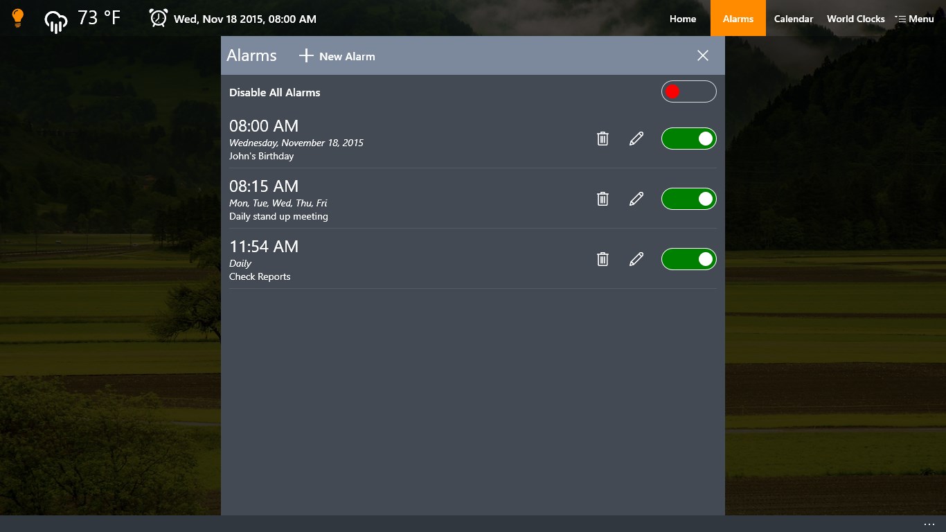 Your new alarm. Таймер приложение для Windows. Disable Alarms.