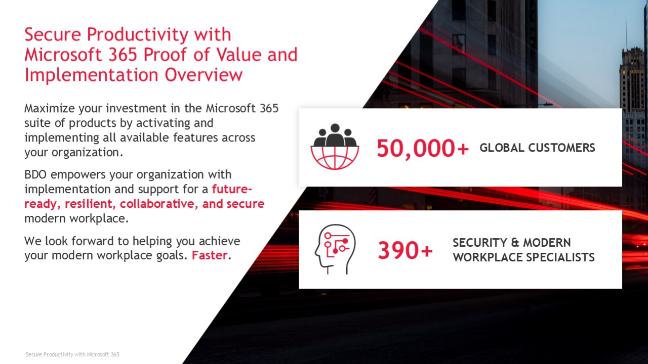 Snapshot 1 of Secure Productivity with Microsoft 365 Proof of Value & Implementation