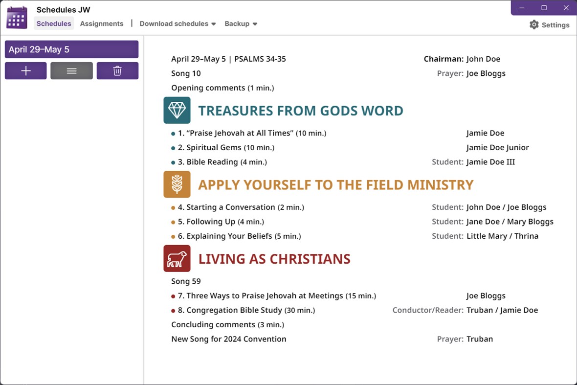 #4. Schedules JW (Windows) 作者: From Brother to Brother