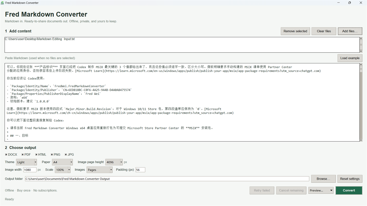 #2. Fred Markdown Converter (Windows) Od: Fred Wei
