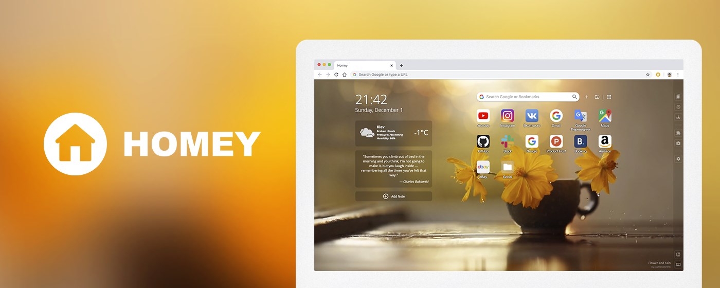 Homey: Productivity New Tab marquee promo image