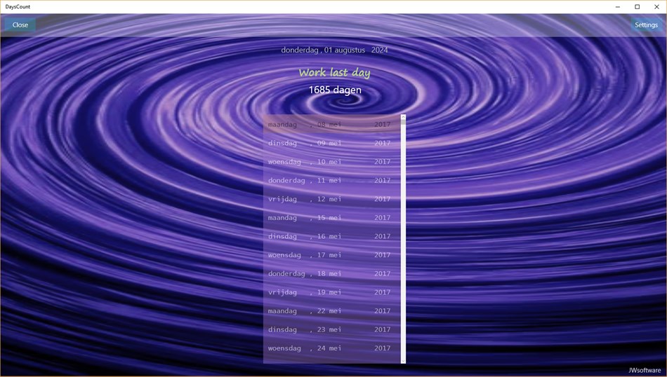 DaysCount (Windows) 由: JWsoftware