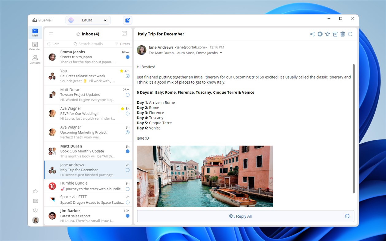 #5. Blue Mail - Email & Calendar (Windows) Podle: Blix Inc