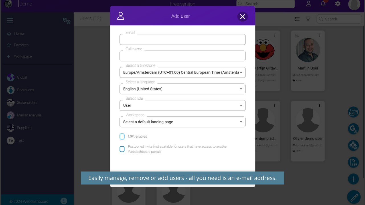 Snapshot 5 of Webdashboard Portal - Enterprise offer