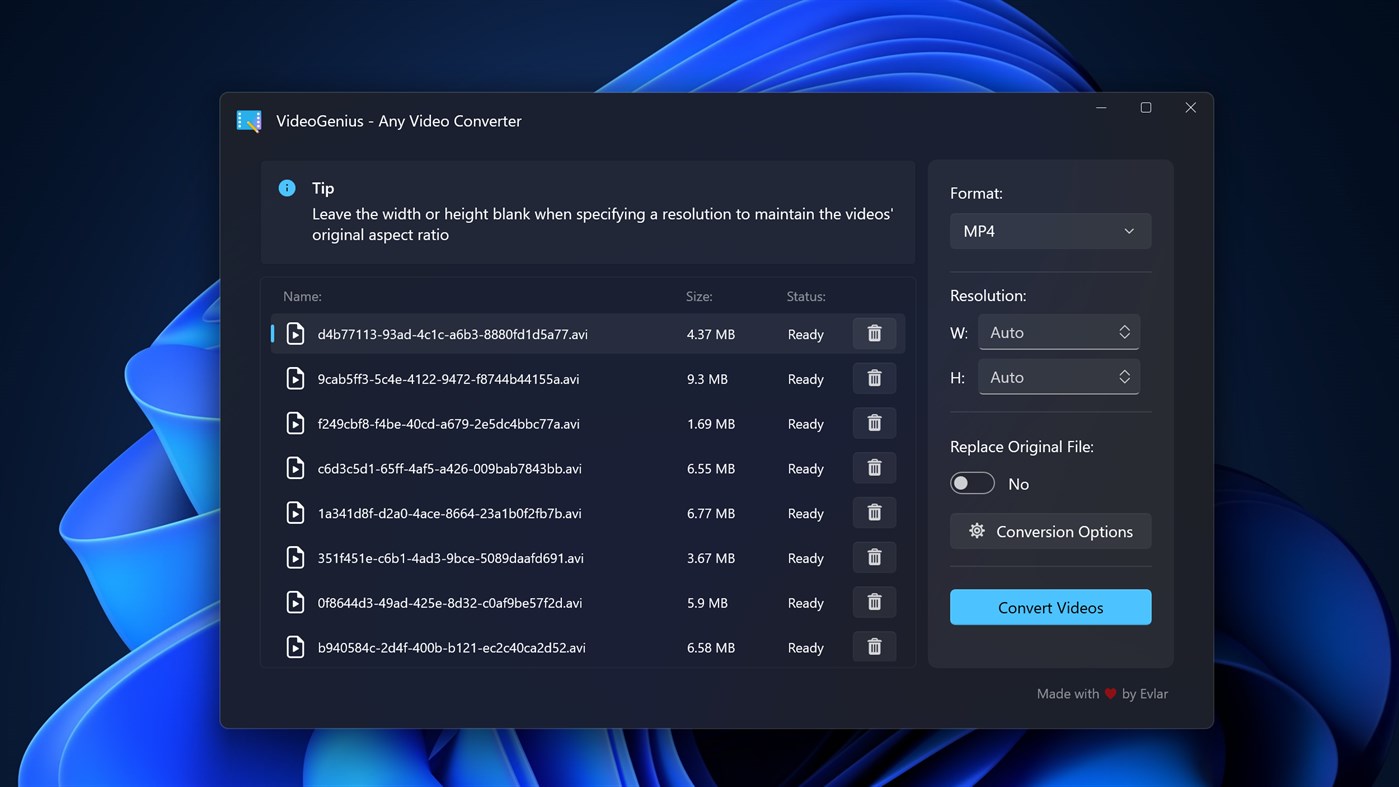 #1. VideoGenius - Any Video Converter (Windows) Av: Evlar