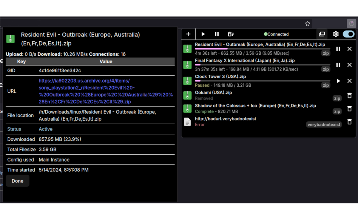 Integrated Aria2 Download Manager