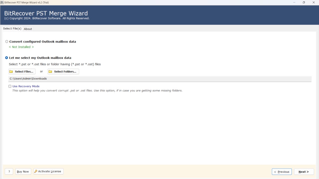 Snapshot 2 of BitRecover for PST Combiner