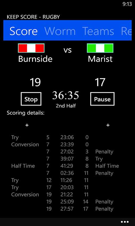 Keep Score Rugby Screenshots 1