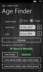 Age + Zodiac Finder screenshot 3