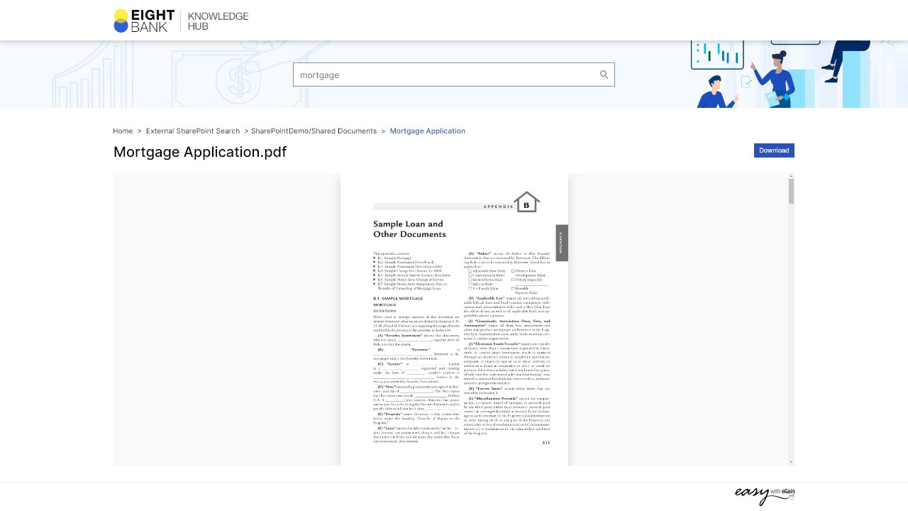Snapshot 2 of eGain Knowledge Hub™ for Microsoft SharePoint Online