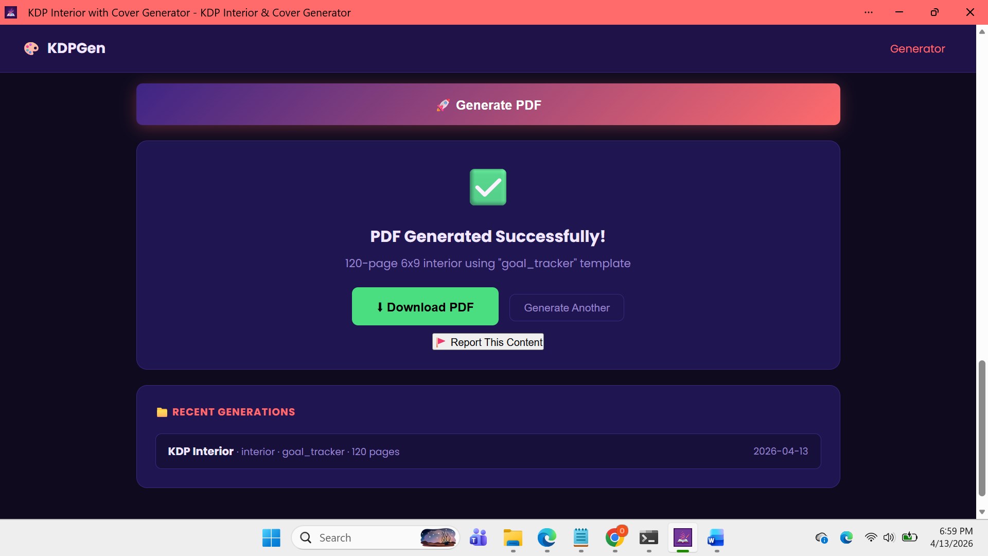 KDP Interior with Cover Generator screenshot