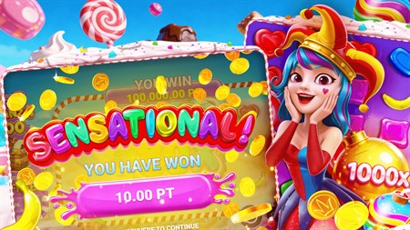 Gameplay-Screenshot von Sweet Bonanza mit Cascading Win und Multiplikator