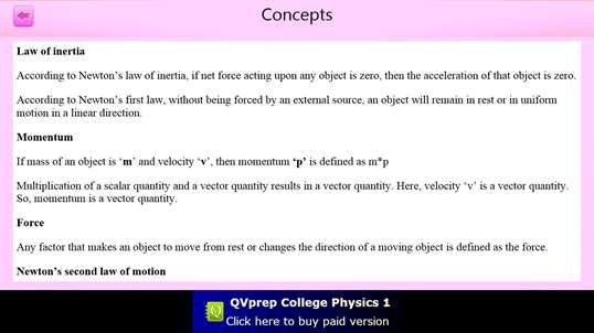 QVprep Lite College Physics Volume 1 screenshot 5