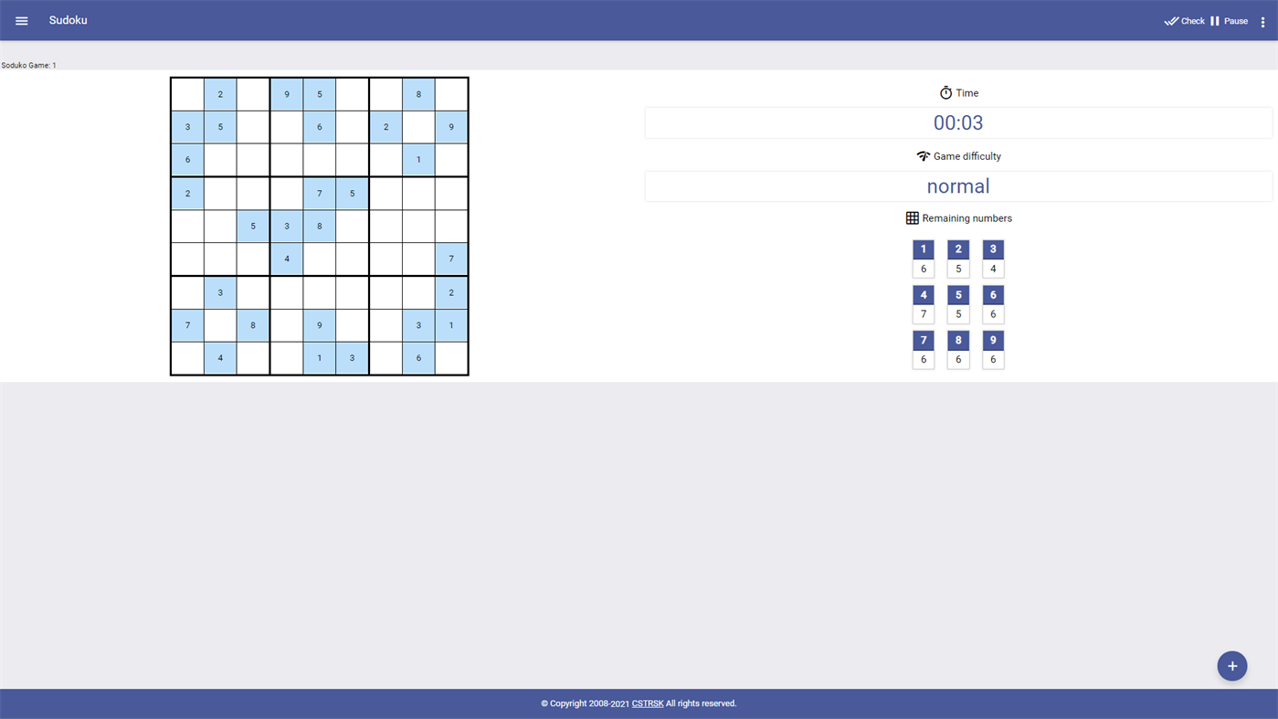 #2. Sudoku Play Time (Windows) By: CSTRSK