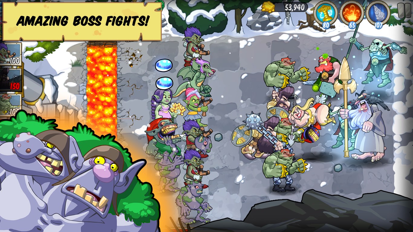Screenshot: Fight the mighty Nordic Gods like Thor or Odin in intense and fun battles!