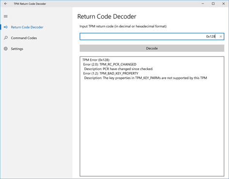 TPM Return Code Decoder Screenshots 2