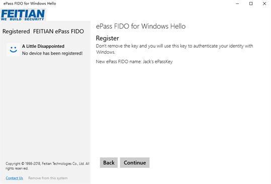 ePass FIDO for Windows Hello screenshot 3