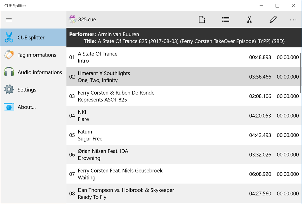 #1. CUE Splitter (Windows) 由: Medieval Software