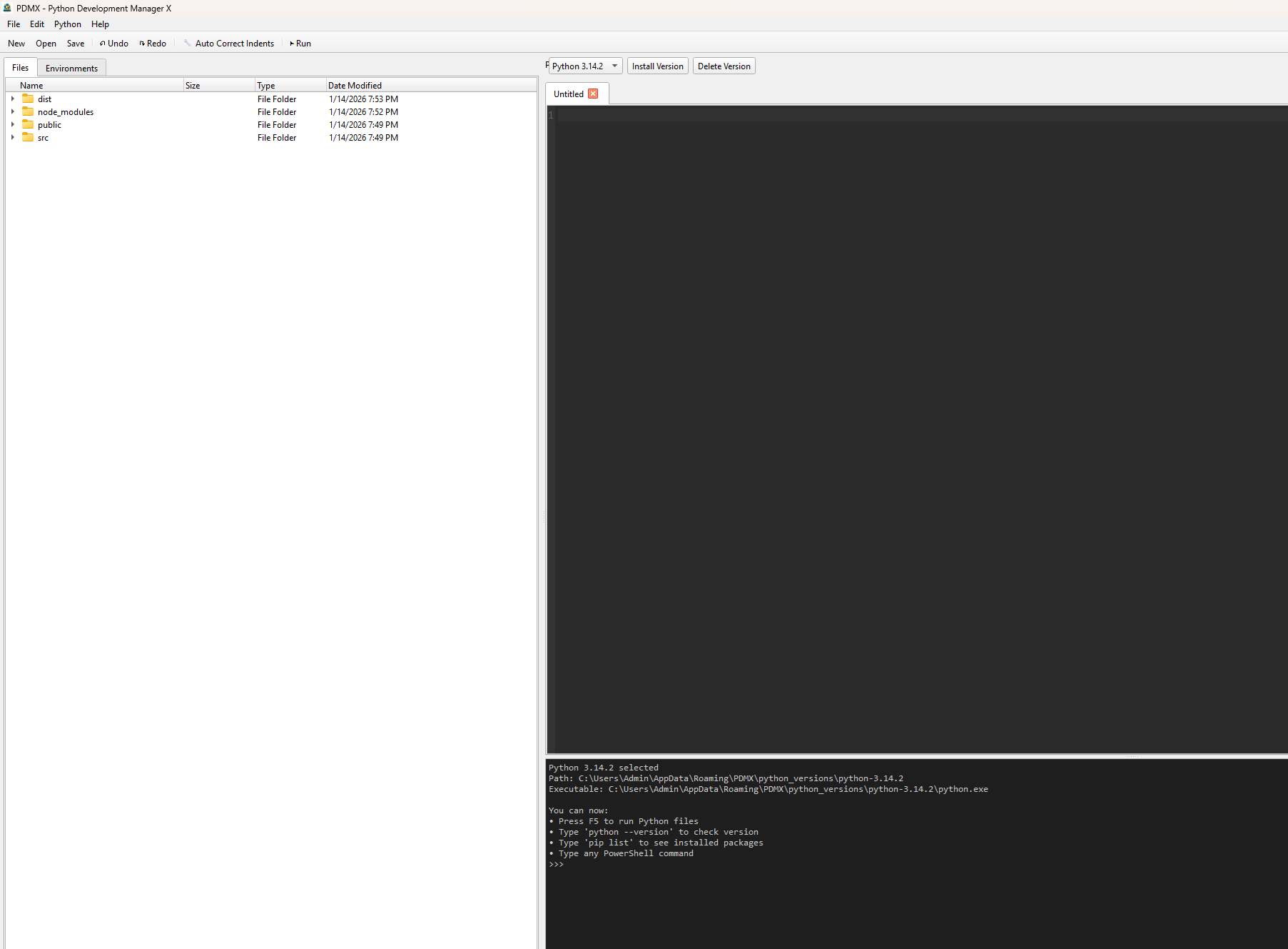 PDMX Python Editor screenshot