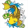 Koi Fish Color By Number - Japanese Coloring Book
