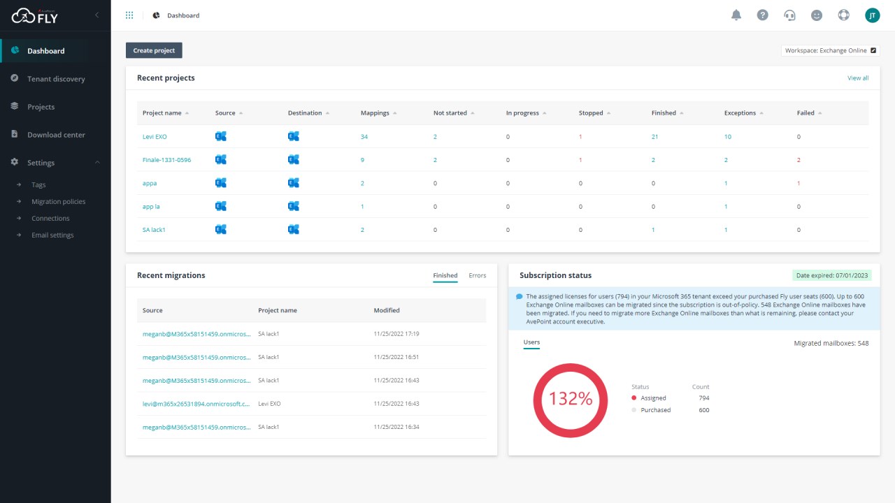 Snapshot 1 of Fly (SaaS) for Microsoft 365