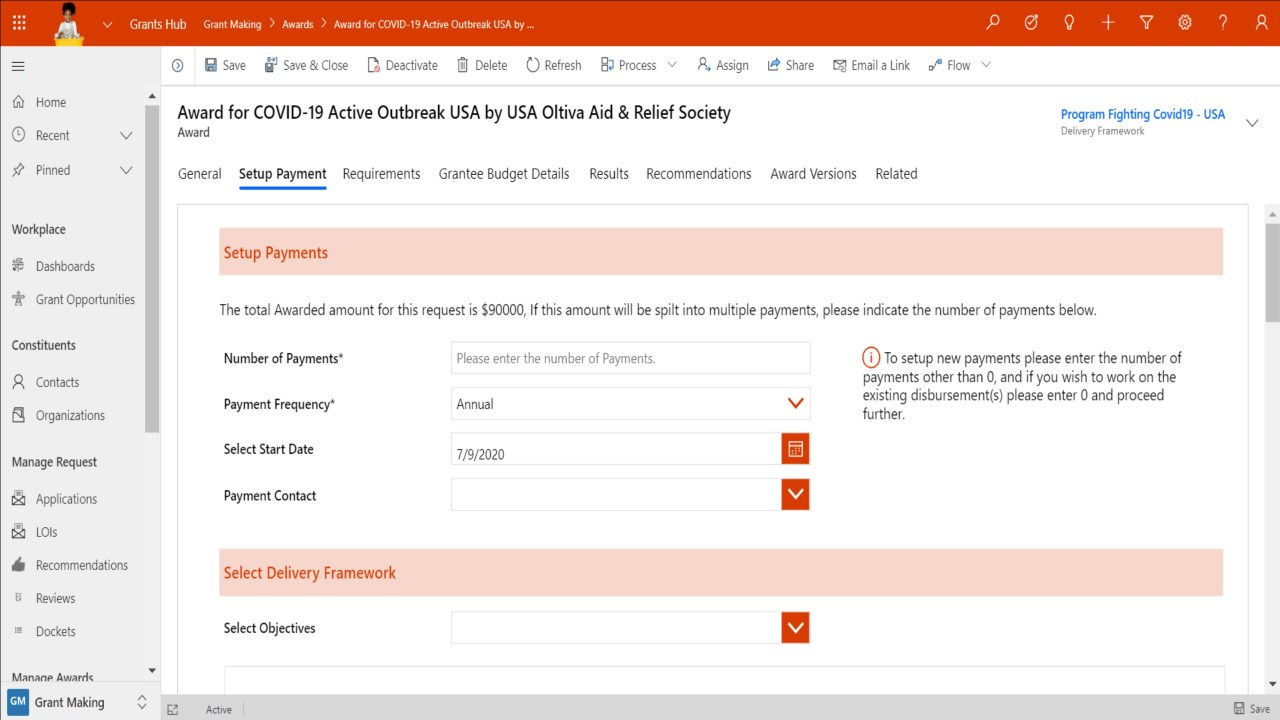 Snapshot 5 of Avanade Grant Making Solution FY24