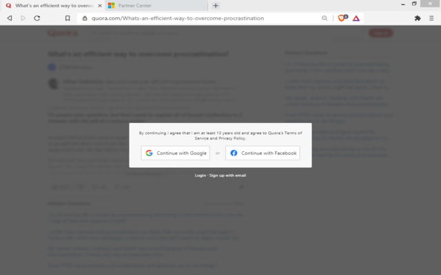 Bypass Quora Pop-ups