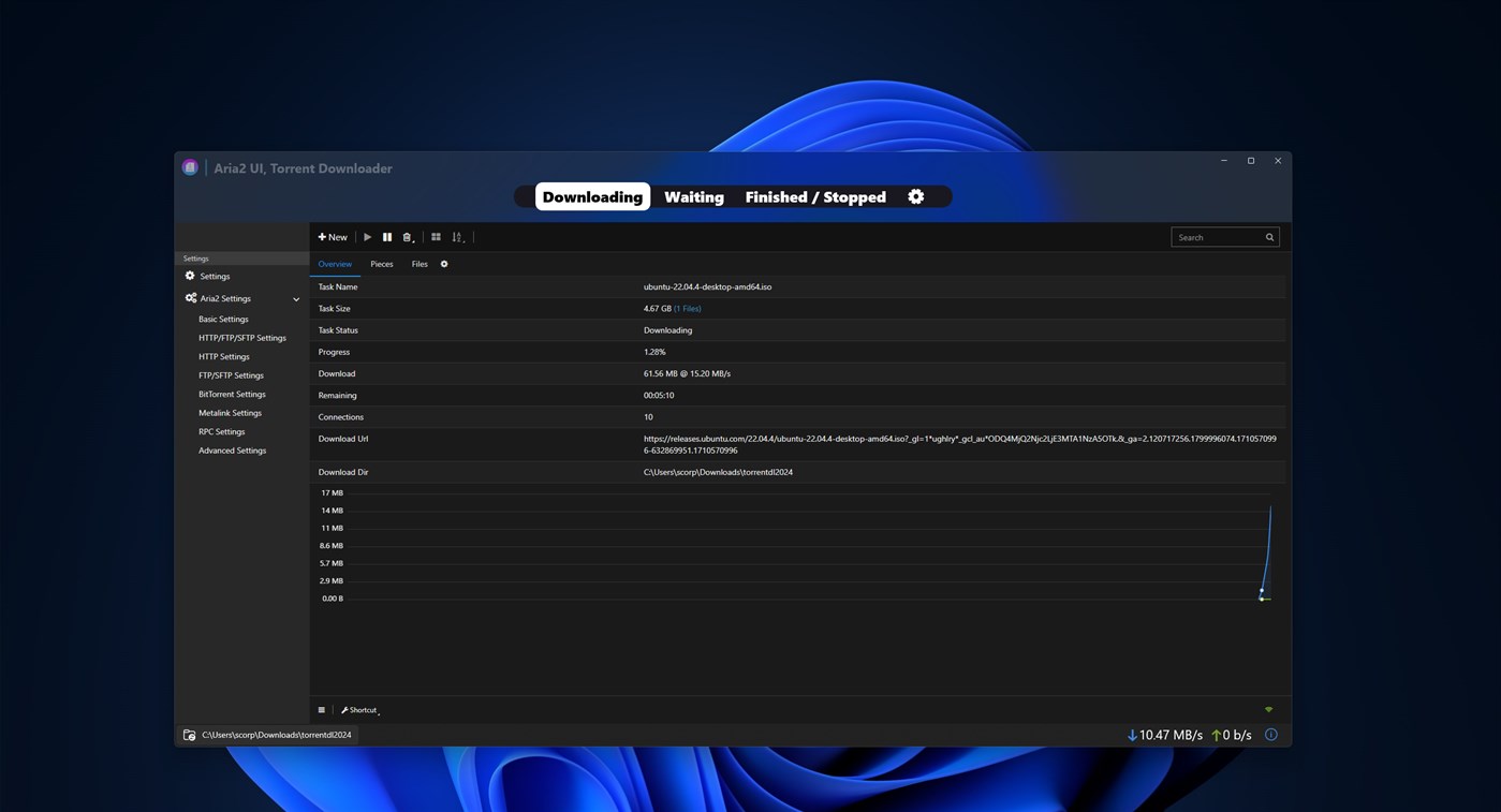 #4. aria2 UI - Torrent Downloader (Windows) โดย: parmata
