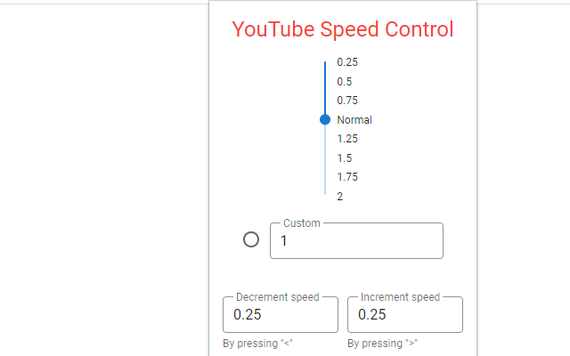 YouTube Speed Control