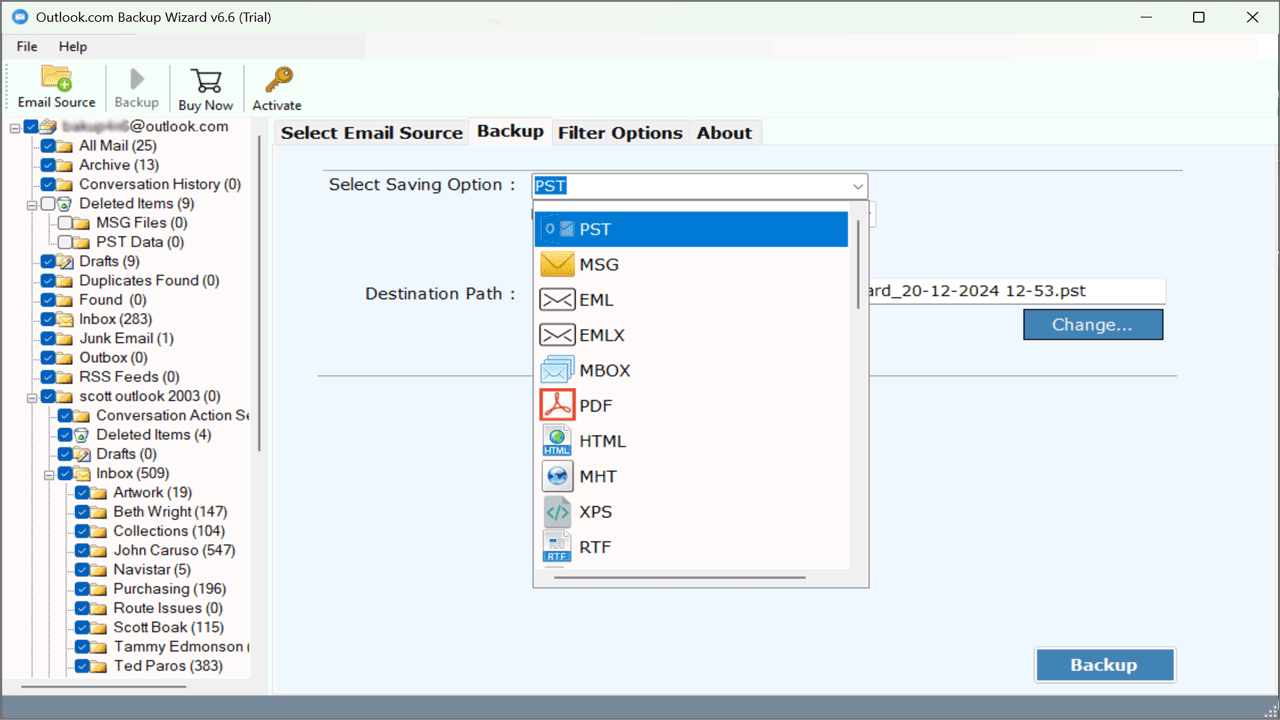 Snapshot 3 of RecoveryTools For Outlook.com Backup Tool