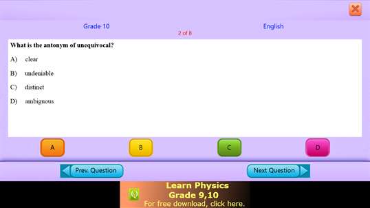 QVprep Lite Math English Grade 10 screenshot 8