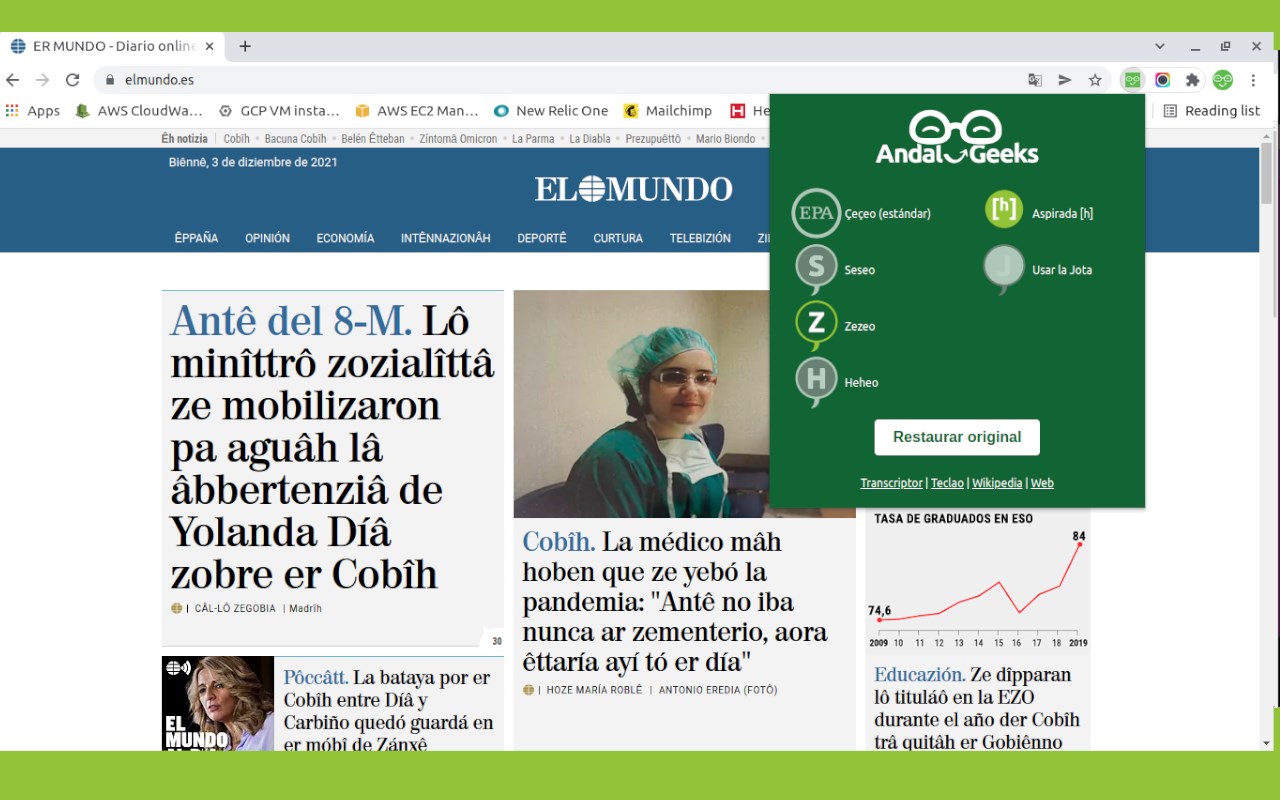 Andaluh for Web Browser