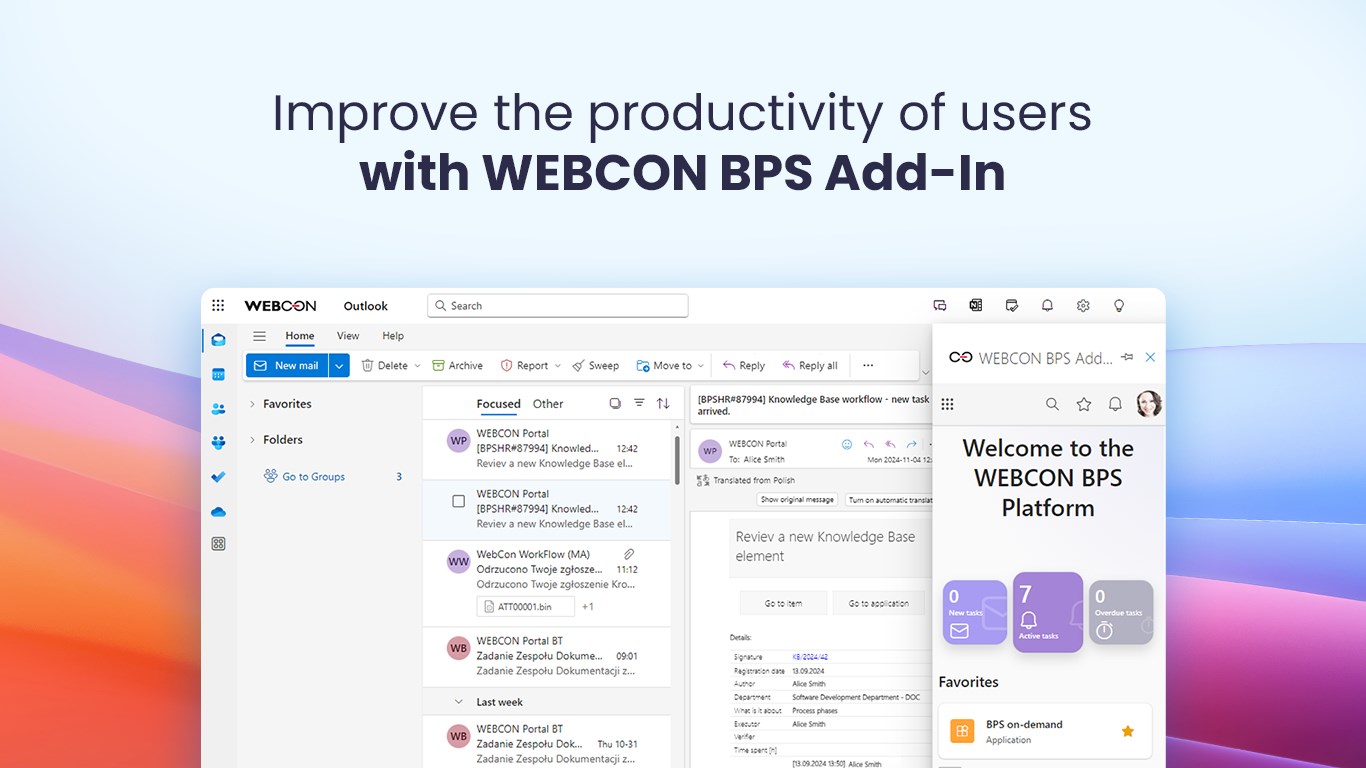 WEBCON BPS Cloud for Outlook