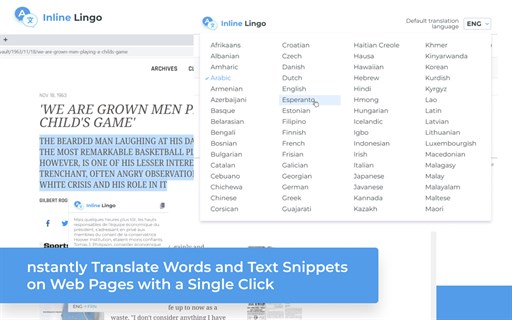 Inline Lingo Translate - Instant Webpage Translation