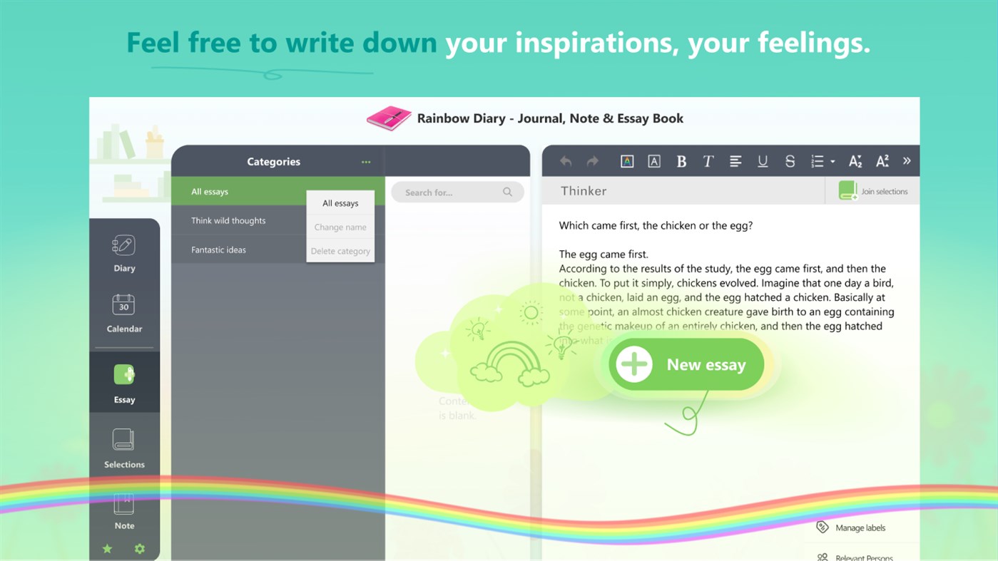 #5. Rainbow Diary - Journal, Note & Essay Book (Windows) Ved: 彩虹工作室