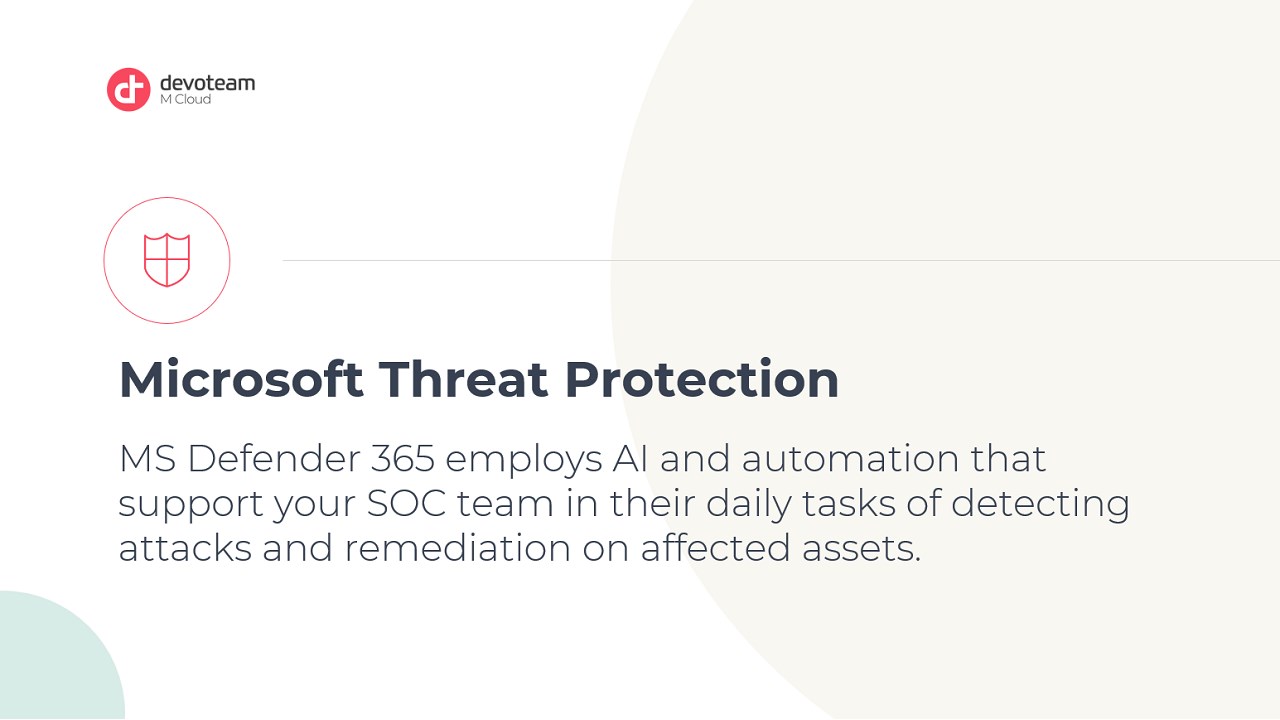 Snapshot 1 of Devoteam M Cloud - Microsoft Defender 365 - 2 months implementation