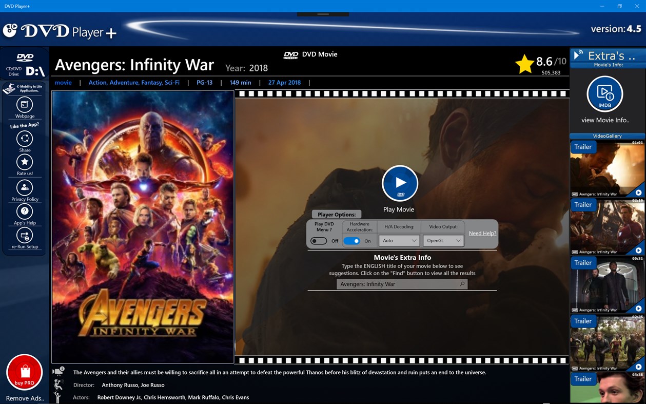 #1. DVD Player+ (Windows) Által: Mobility in Life applications