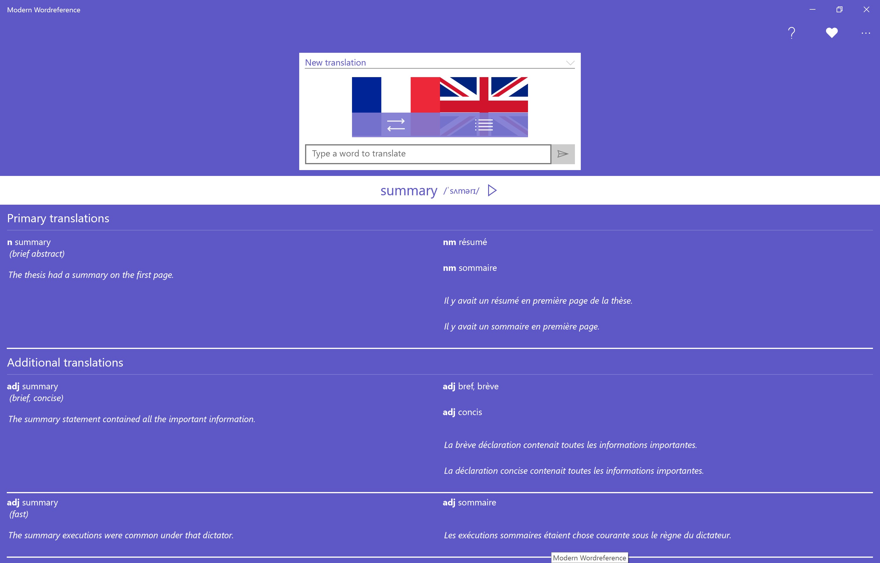 Modern WordReference for Windows 10