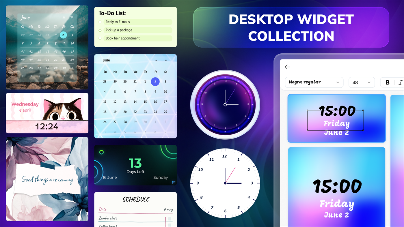 #1. Desktop Widget Tools: Custom Calendar and Clock (Windows) Oleh: Lavita Apps LLP