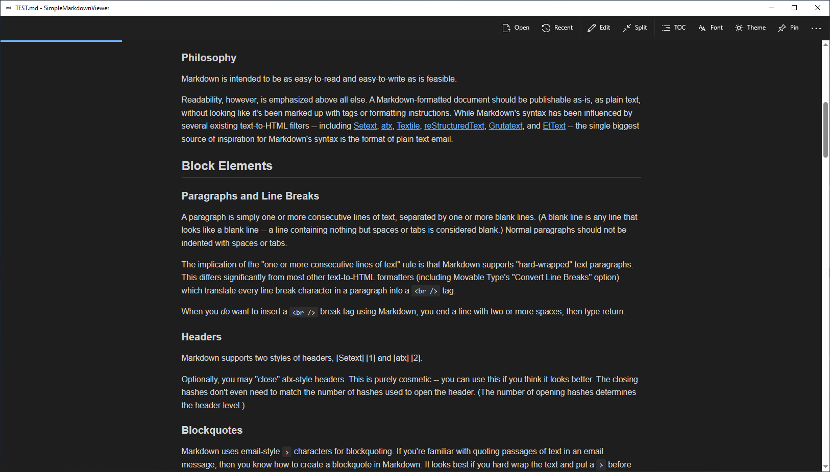 Simple Markdown Viewer screenshot 1