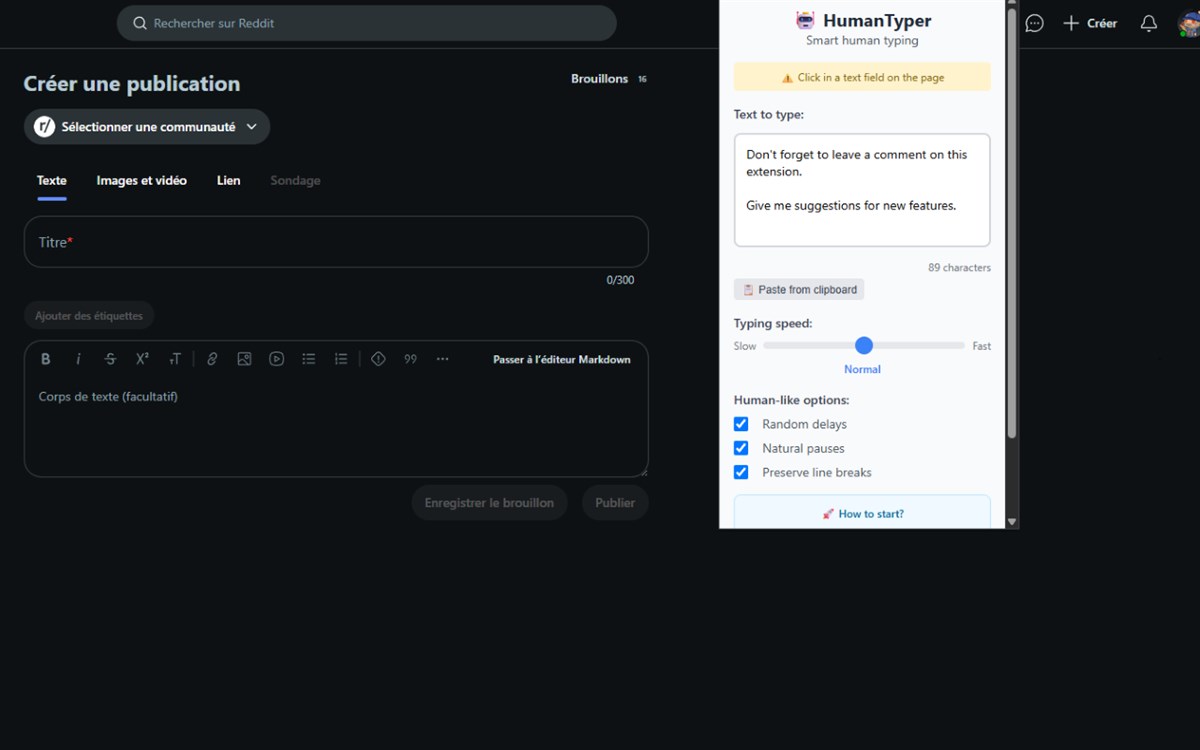 HumanTyper: Realistic Auto Typing
