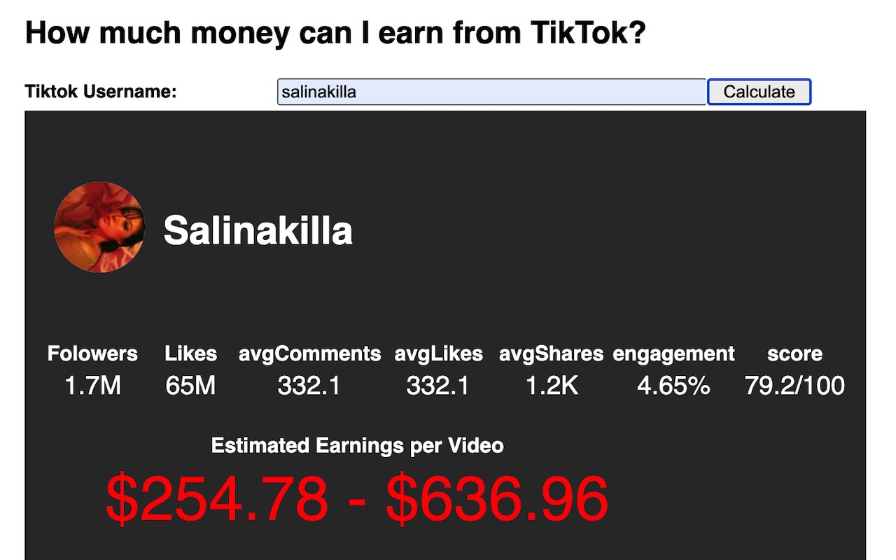 TikTok Money Calculator