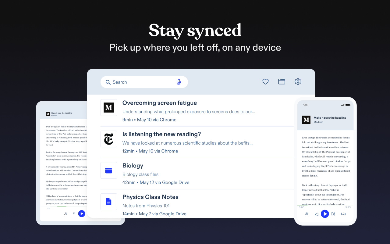 Speechify text to speech voice reader for edge