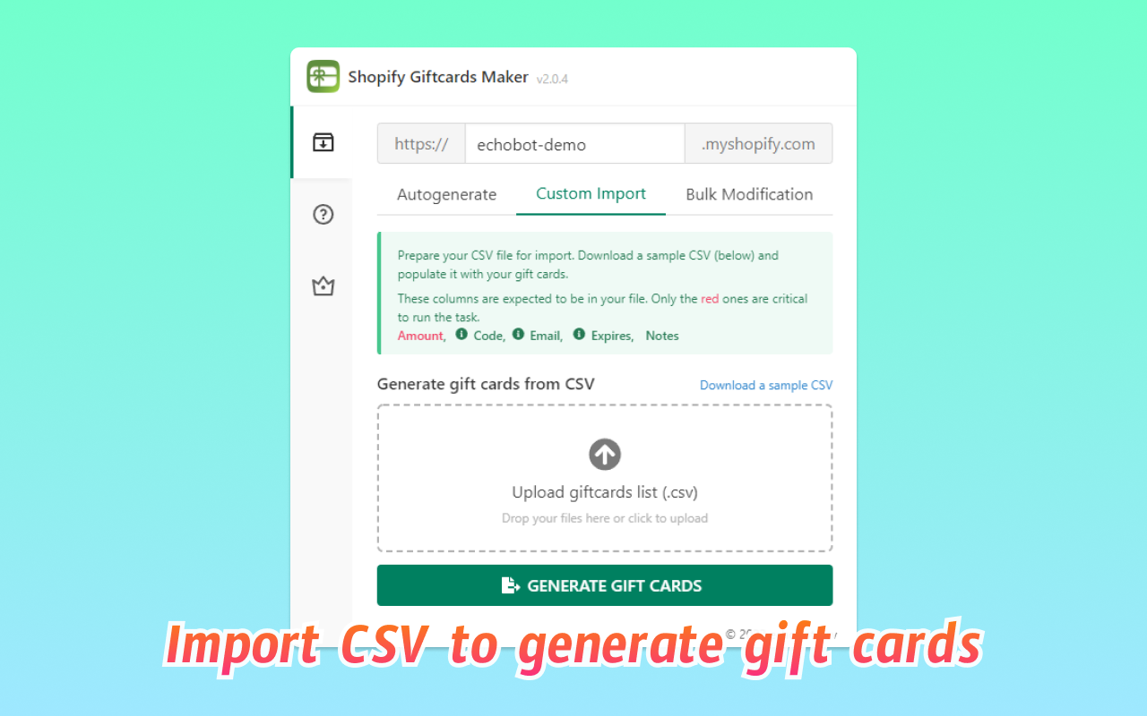 Shopify Giftcards Maker