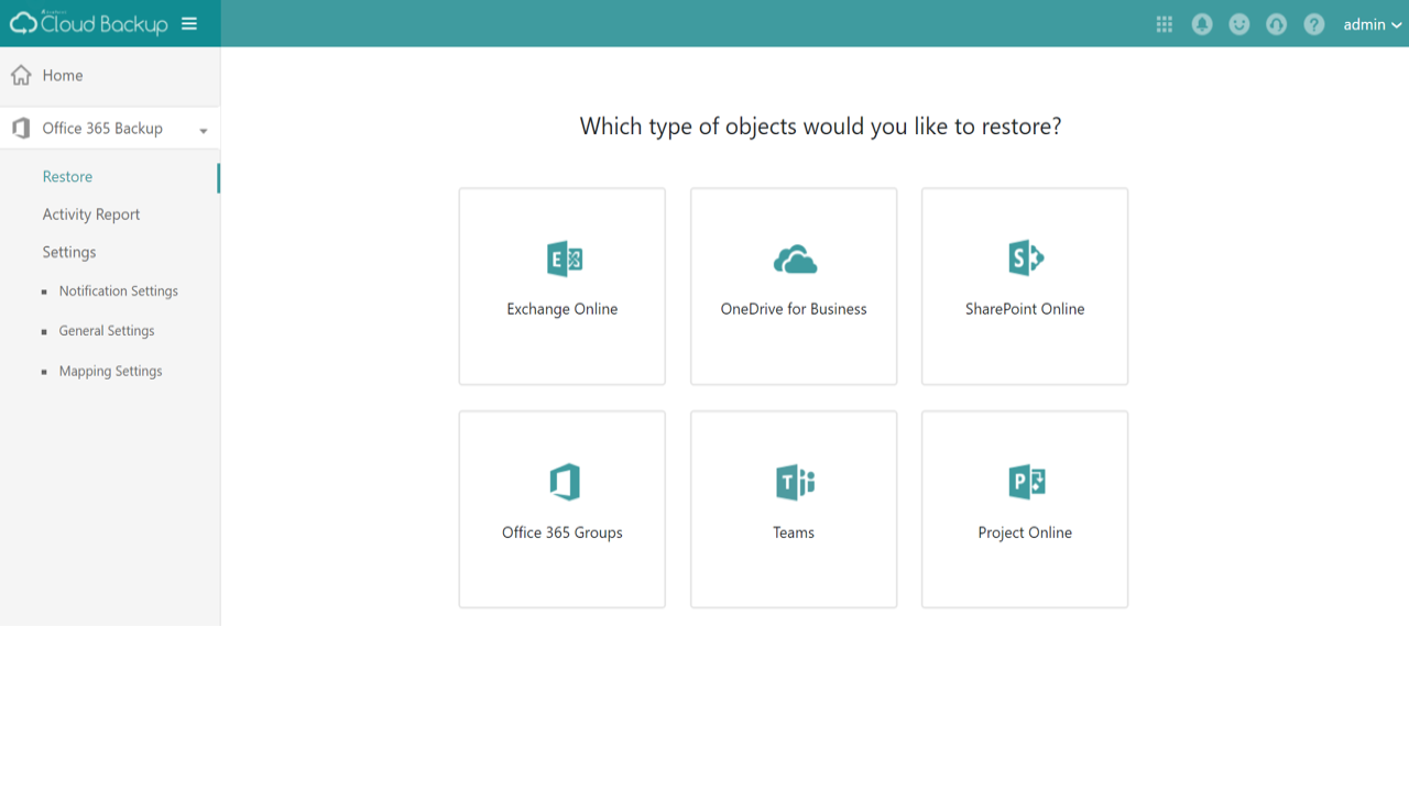 Snapshot 1 of Cloud Backup for Microsoft 365